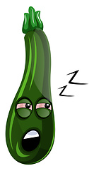 Image showing Sleepy cartoon courgettes illustration vector on white backgroun