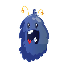 Image showing Happy blue furry cartoon monster on white background vector illu