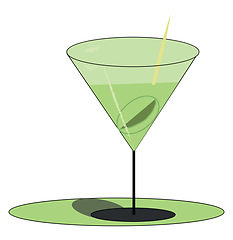 Image showing Green-colored martini drink filled in elegant party glassware ve