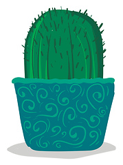 Image showing A beautiful cactus plant in a blue decorative flower pot provide