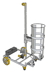 Image showing Simple basket lift construction vehicle with yellow wheels vecto