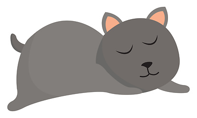 Image showing Clipart of a grey cat sleeping set on isolated white background 