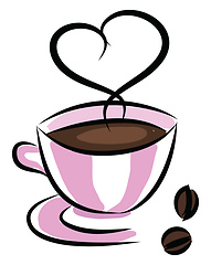 Image showing Coffee in a pink cup simple vector illustration on white backgro