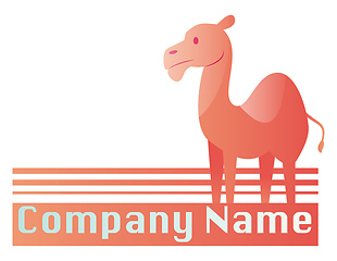Image showing Pink camel with place for a text vector logo design on a white b