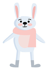 Image showing Cartoon of a cute little rabbit in winter clothes smiling vector