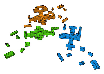 Image showing Three different colored blocks toy vector or color illustration