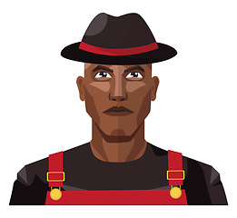 Image showing African male wearing black hat illustration vector on white back