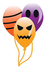 Image showing Decorative balloons with scary faces for the Halloween party vec