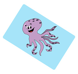 Image showing Portrait of a laughing octopus over blue background vector or co