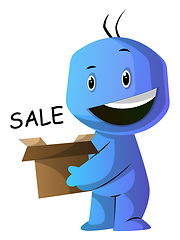 Image showing Blue cartoon caracter happy in shoping illustration vector on wh