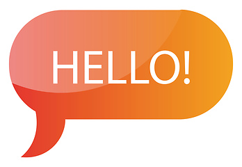 Image showing Orange Hello! message bubble vector icon illustration on a white