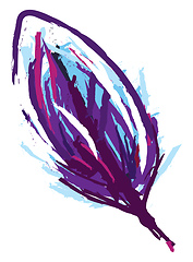 Image showing Painting of blue feather vector or color illustration