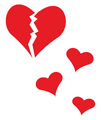 Image showing Group of hearts illustration vector on white background