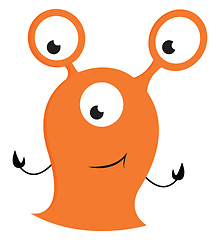 Image showing Orange monster with three big eyes and happy face vector illustr