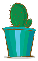 Image showing Cactus plant in a blue pot vector color drawing or illustration 