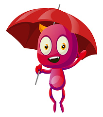 Image showing Devil with umbrella, illustration, vector on white background.