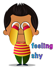 Image showing Boy is feeling shy, illustration, vector on white background.