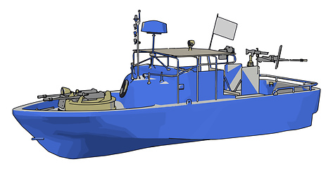 Image showing 3D illustration of a blue army ship vector illustration on white