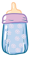Image showing Simple baby floral bottle with milk vector illustartion on white