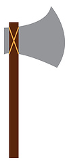 Image showing A sharp axe with long wooden handle used for chopping woods vect