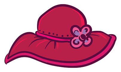 Image showing A pink hat with bow-like ribbon vector or color illustration