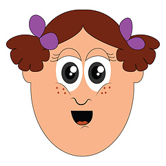 Image showing Portrait of a funny little girl\'s face vector or color illustrat