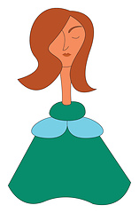 Image showing Girl in green dress with brown hair vector illustration on white