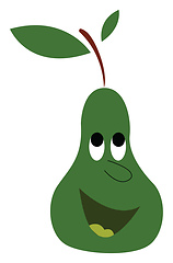 Image showing A face green pears fruit vector or color illustration