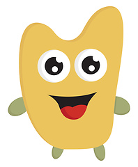 Image showing Yellow happy monster with big eyes print vector on white backgro