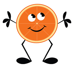 Image showing A big orange with a cut slice near it vector or color illustrati