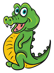 Image showing A green happy crocodile, vector color illustration.