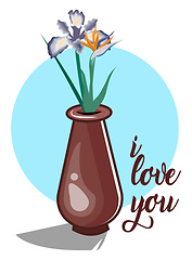 Image showing Flower Pot with I love you, vector color illustration.