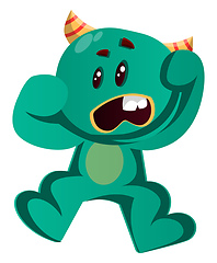Image showing Green monster is surprised and scared vector illustration