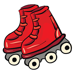 Image showing Red roler skates illustration vector on white background 