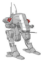 Image showing Simple vector illustration of a grey robot standing white backgr