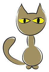 Image showing A cartoon brown cat vector or color illustration