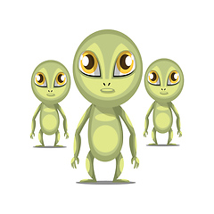 Image showing Three cartoon aliens with long arms and big eyes white backgroun