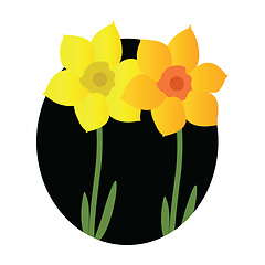 Image showing Vector illustration of yellow and orange jonquil flowers with gr