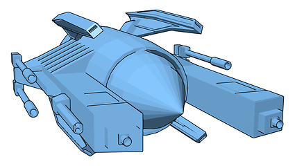 Image showing Light blue sci-fi battleship vector illustration on white backgr
