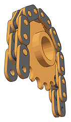 Image showing 3D vector illustration of  a free wheel and chain white backgrou