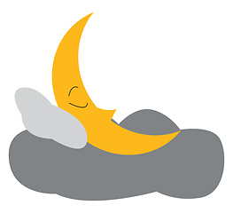 Image showing A crescent moon sleeping vector or color illustration