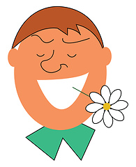 Image showing Man with a white flower in his mouth illustration vector on whit