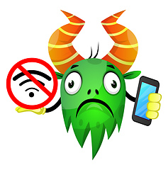 Image showing Monster without wifi, illustration, vector on white background.