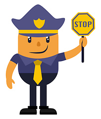 Image showing Man dress like a cop, illustration, vector on white background.