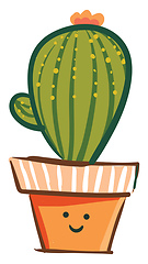 Image showing A lively cactus plant with a flower at its top appears in a smil