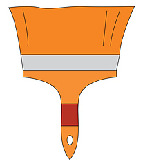 Image showing An orange flat painter\'s brush vector or color illustration