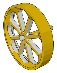 Image showing Simple vector illustration of a yellow wheel white background