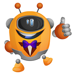 Image showing Orange robot in a tuxedo illustration vector on white background