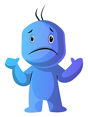 Image showing Blue cartoon caracter in dilemma illustration vector on white ba