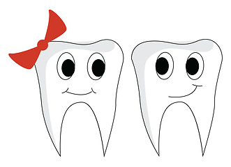 Image showing Clipart of a pair of teeth male and female vector or color illus